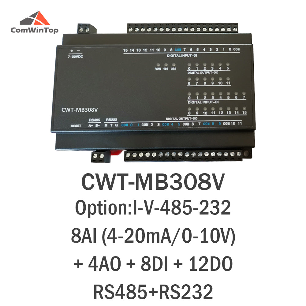 CWT-MB308V 8AI+4AO+8DI+12DO RS485 RS232 Ethernet Modbus Rtu Tcp Io Acquisition Module
